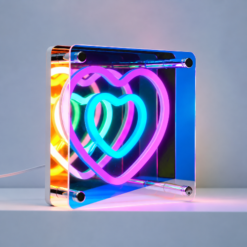Neon Heart Glow Infinity Mirror - Led Room Light