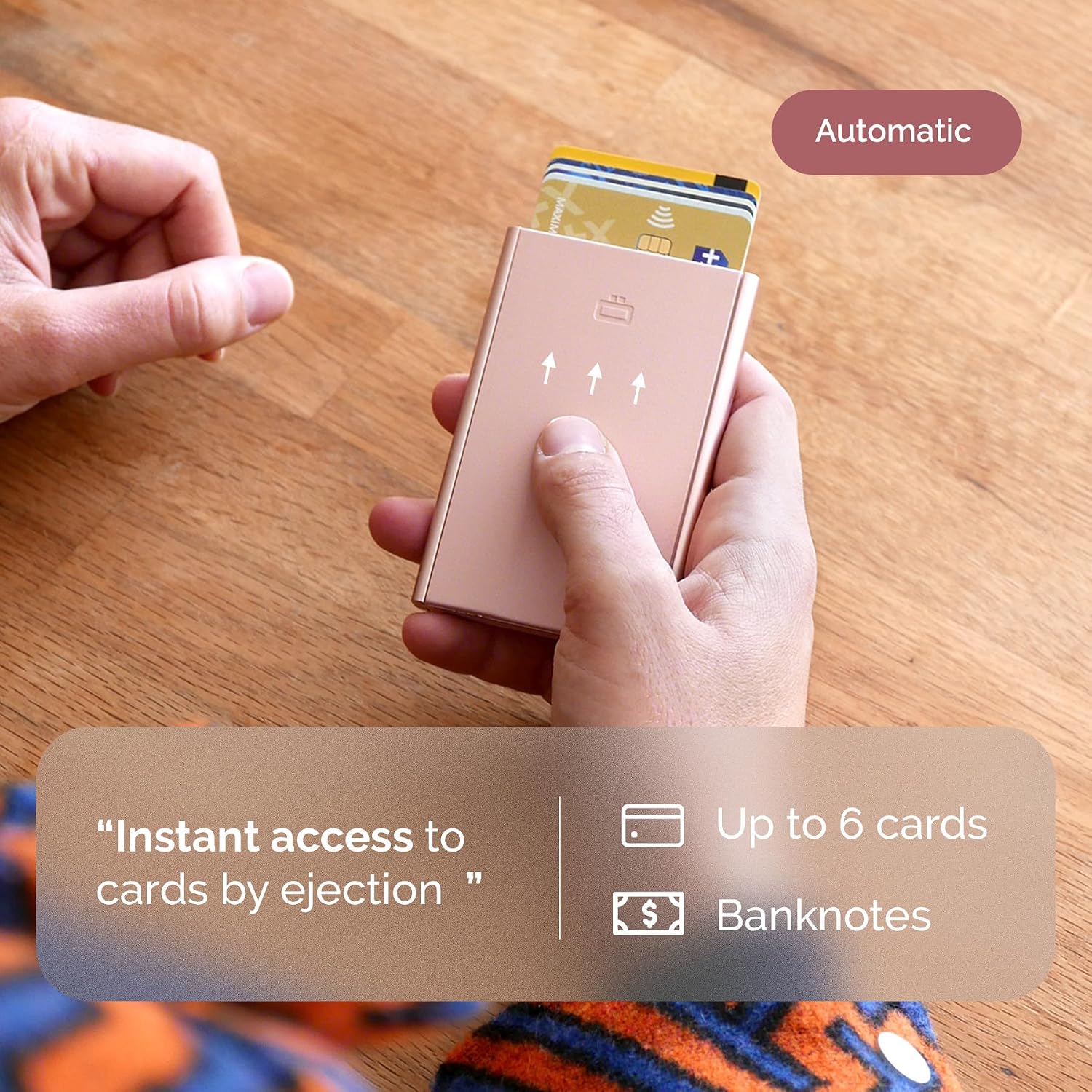 OGON Slider Automatic RFID Card Holder – Pink Aluminum Wallet