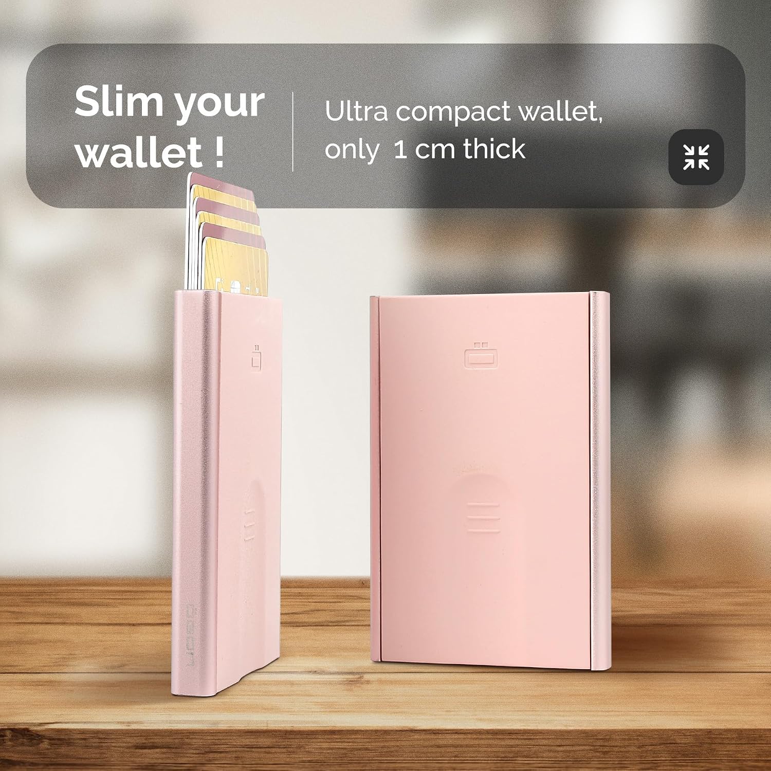 OGON Slider Automatic RFID Card Holder – Pink Aluminum Wallet