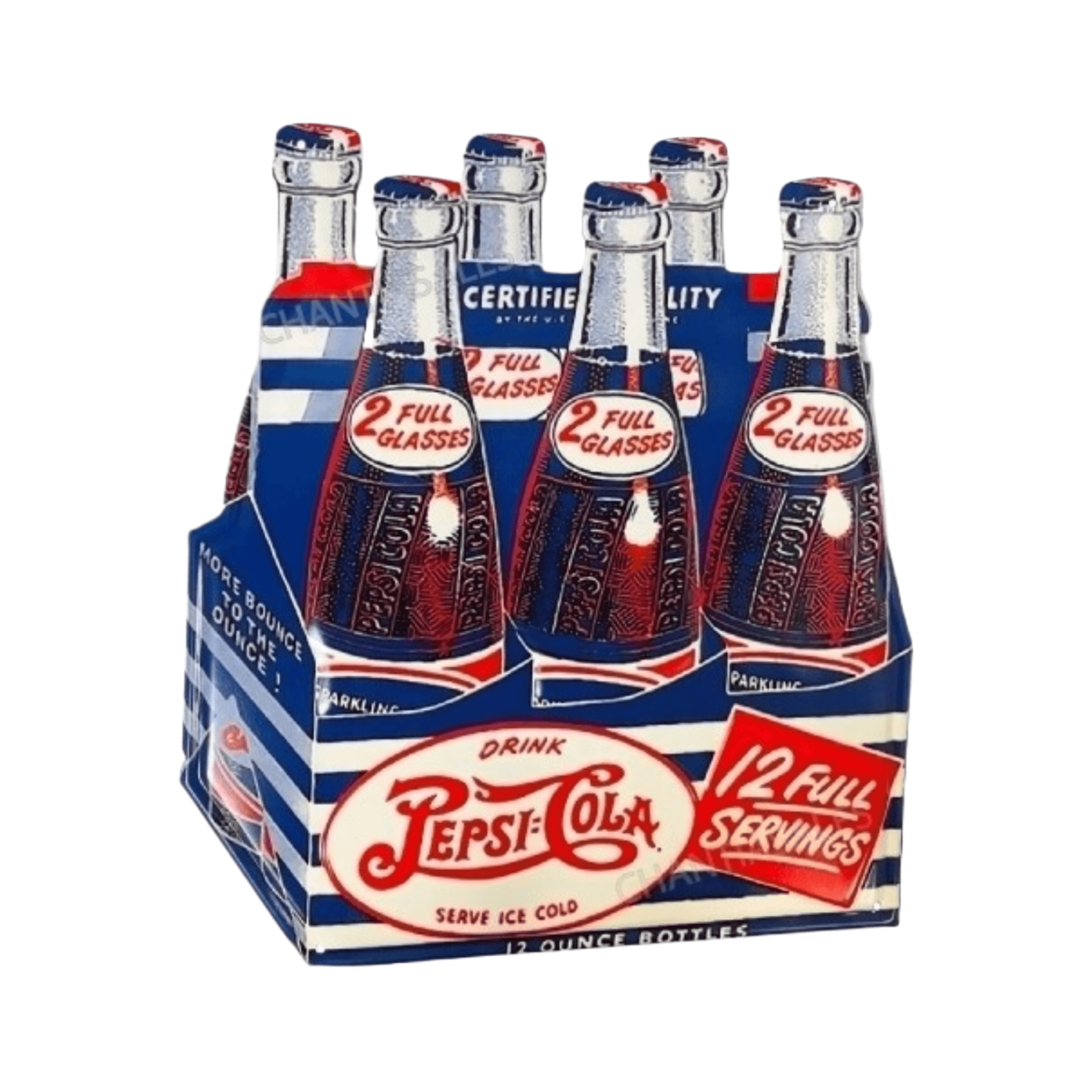 Pepsi Cola 6-Pack Bottle Metal Sign