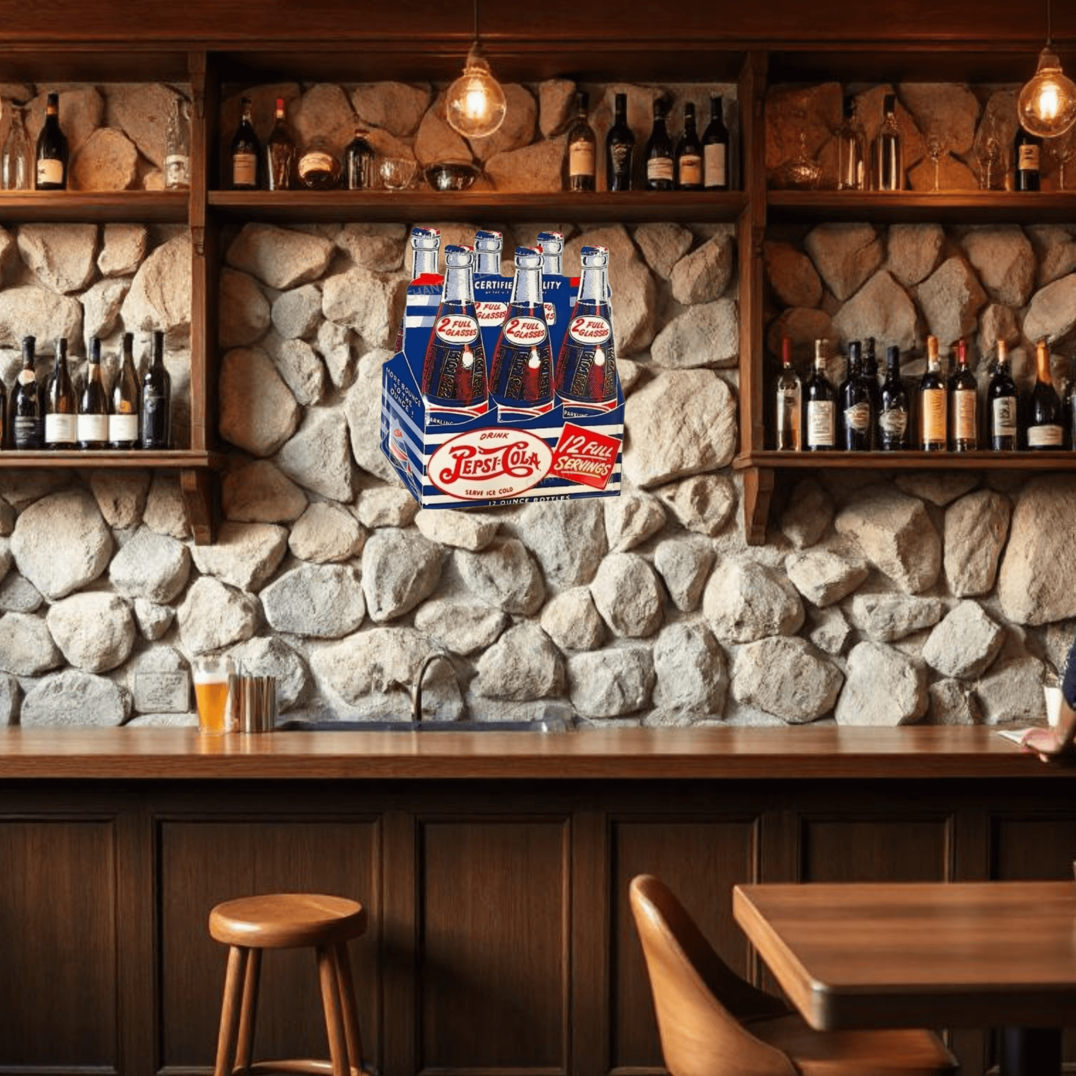 Pepsi Cola 6-Pack Bottle Metal Sign