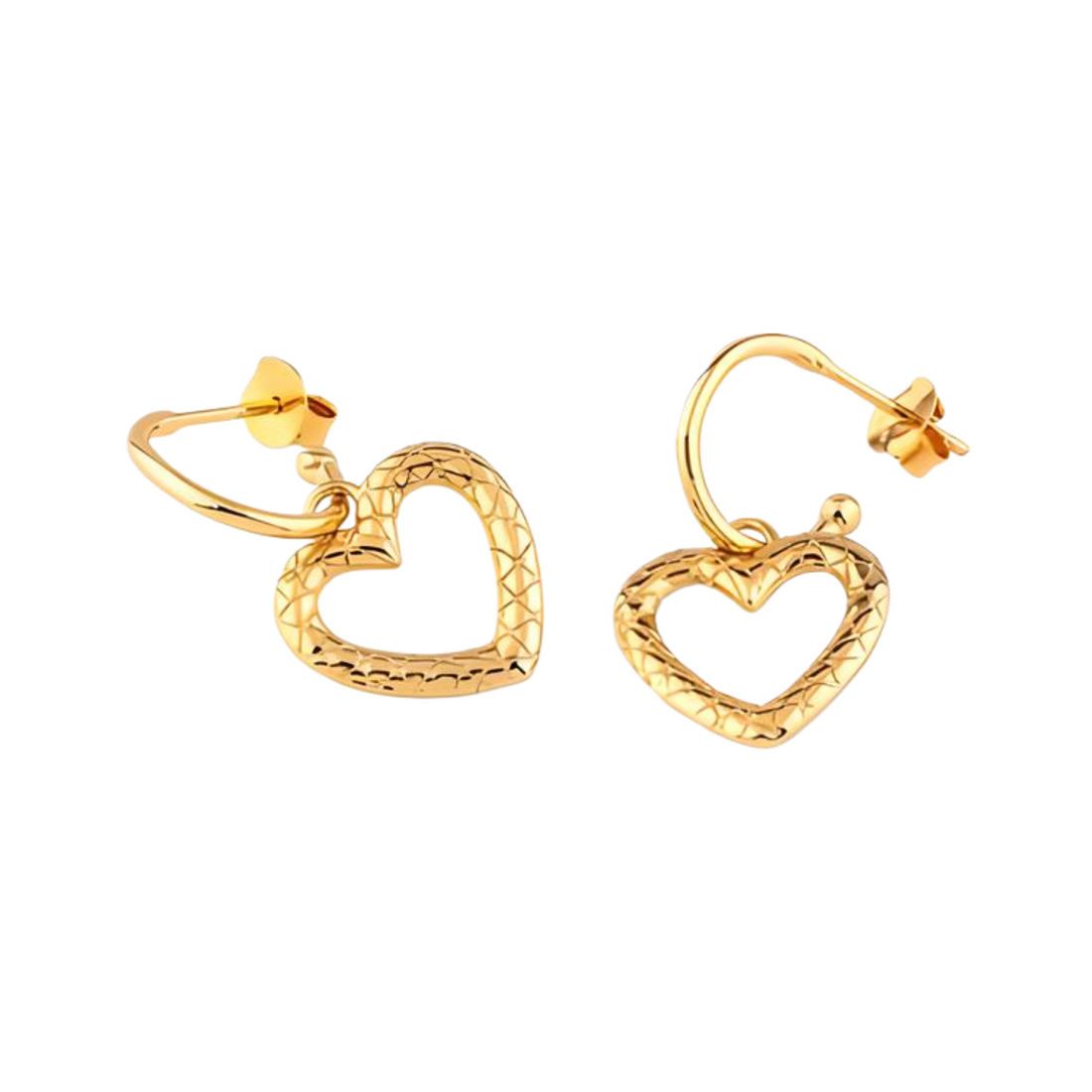 Plain Silver Heart Earrings-Gold Plated - Everbond Gifts