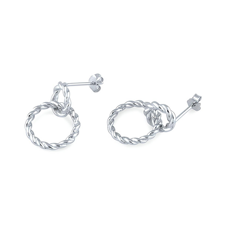 Plain Silver Two Circles Earrings - Everbond Gifts