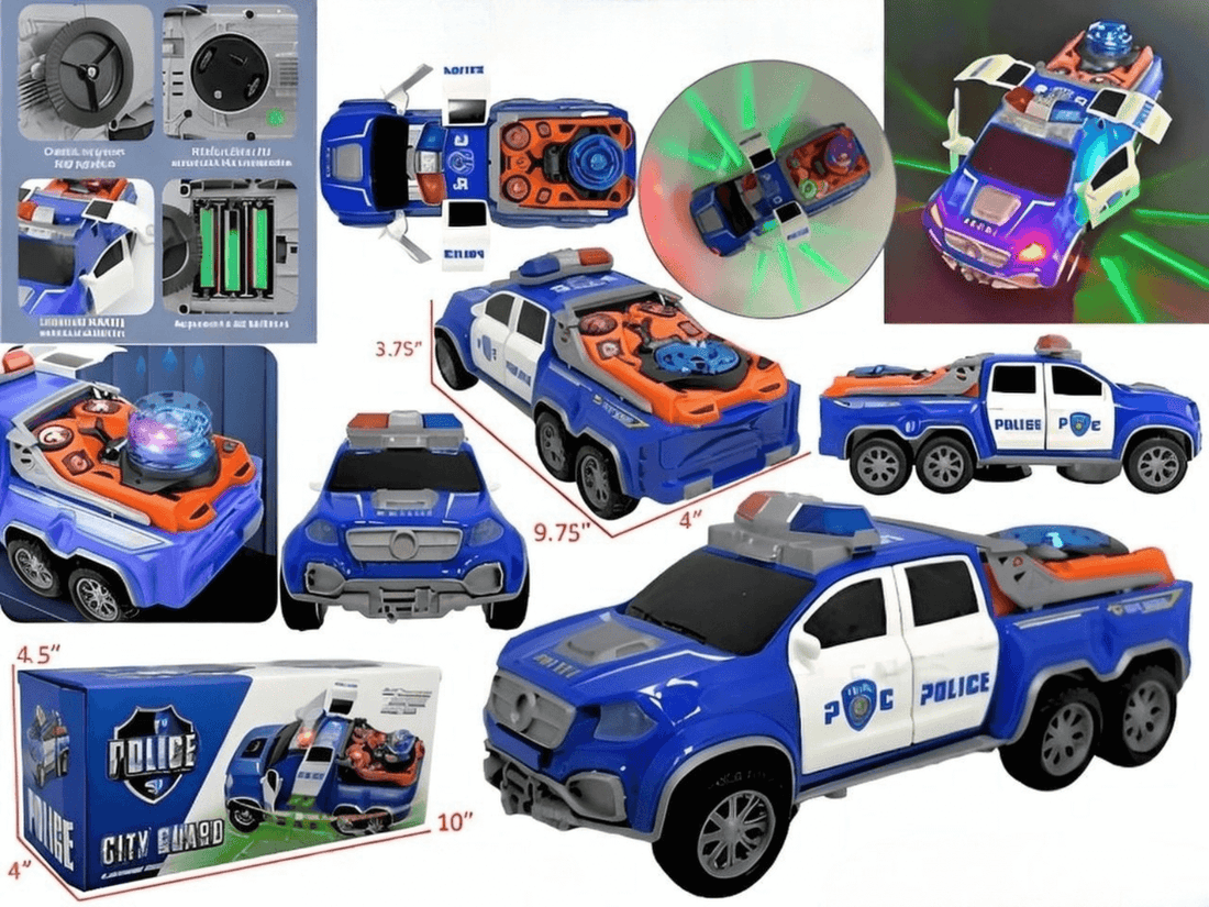 Police Patrol Truck Toy with Lights, Sounds & Moving Action colorful design with flashing lights and siren.