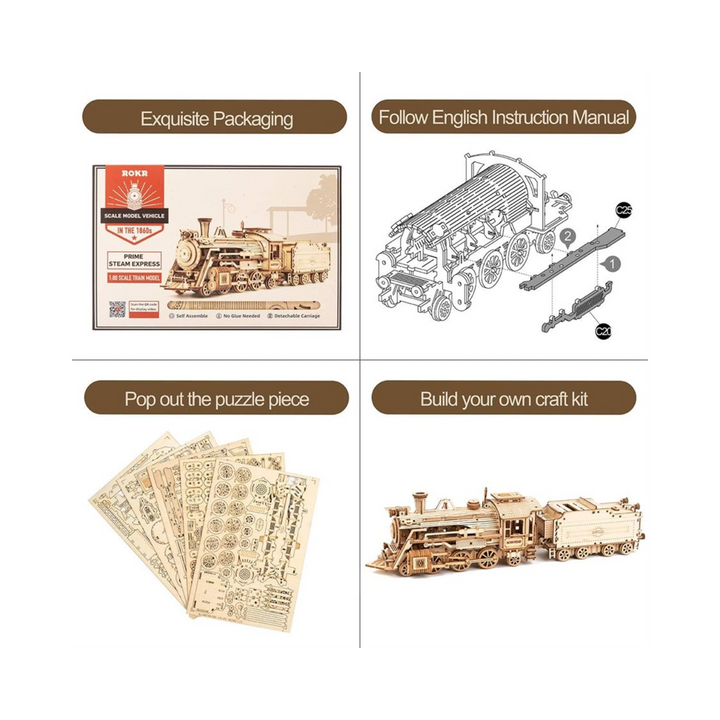 Rokr Prime Steam Express 3D Wooden Puzzle - Everbond Gifts