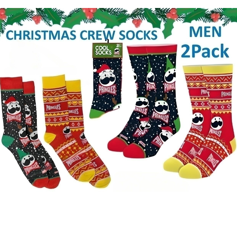 Pringles Christmas Crew Socks for Men - 2 Pack