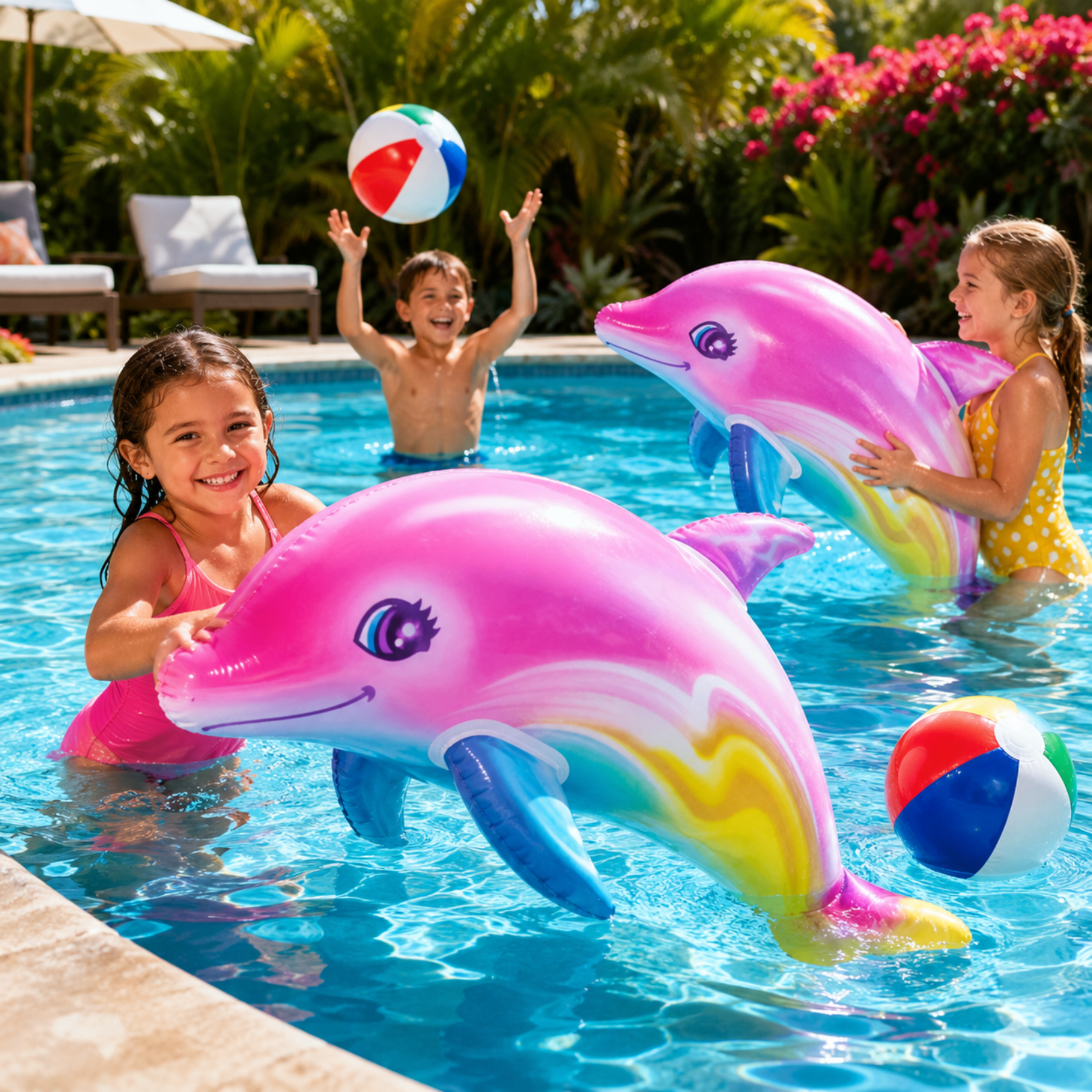 Rainbow Dolphin & Beach Ball Pool Set