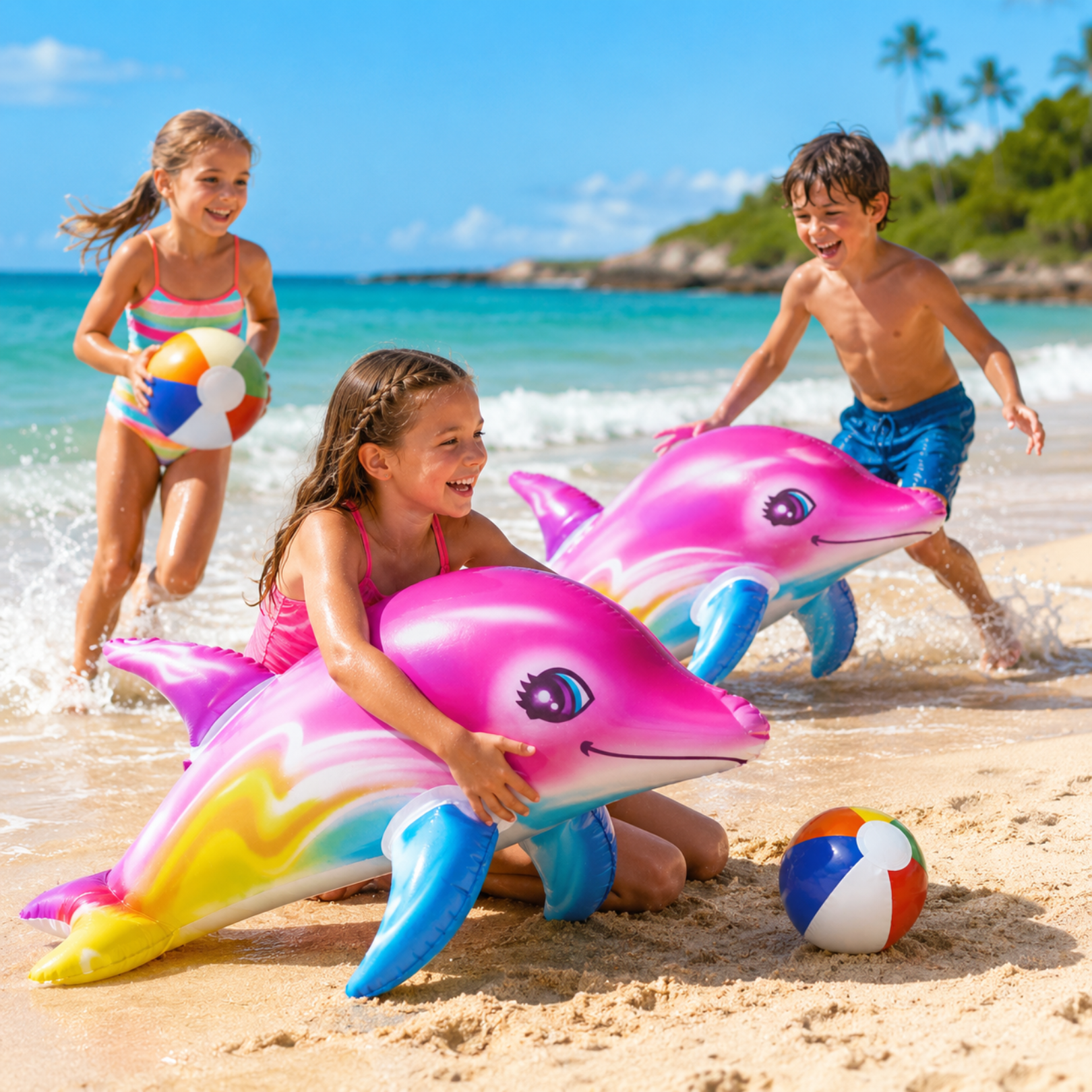 Rainbow Dolphin & Beach Ball Pool Set