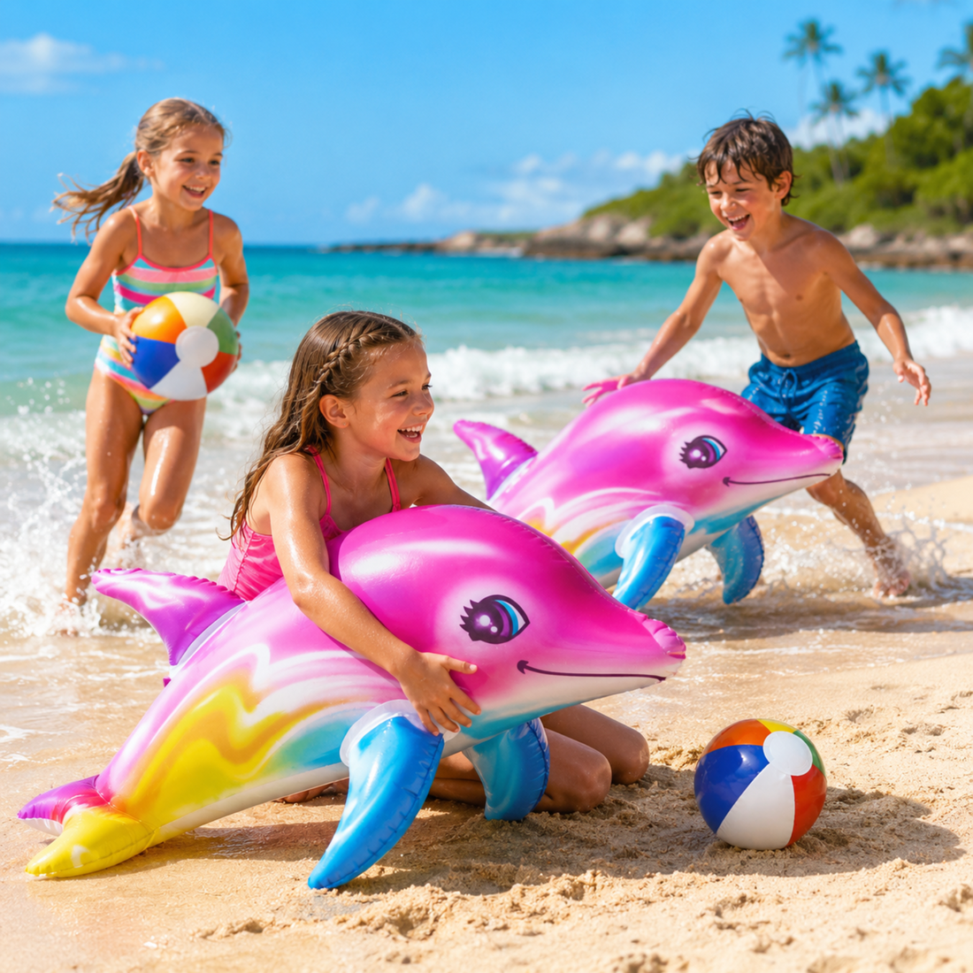 Rainbow Dolphin & Beach Ball Pool Set