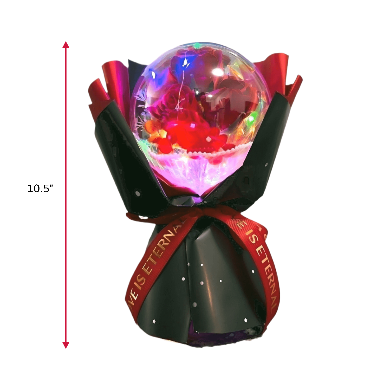 Red Rose Bouquet - Acrylic Round with Lights