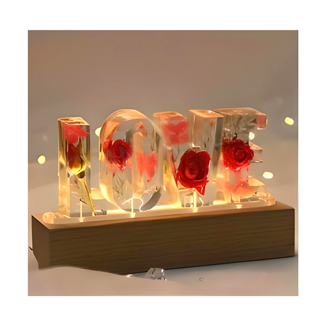 Resin Dried Flower Love Stand With Light