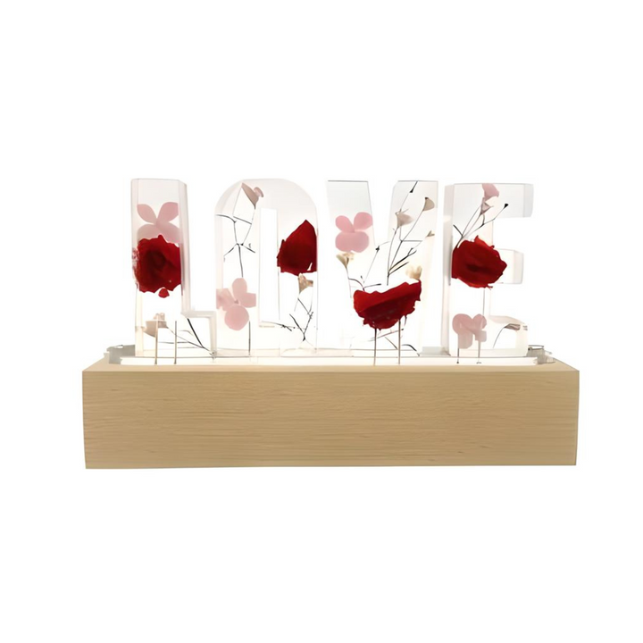 Resin Dried Flower Love Stand With Light