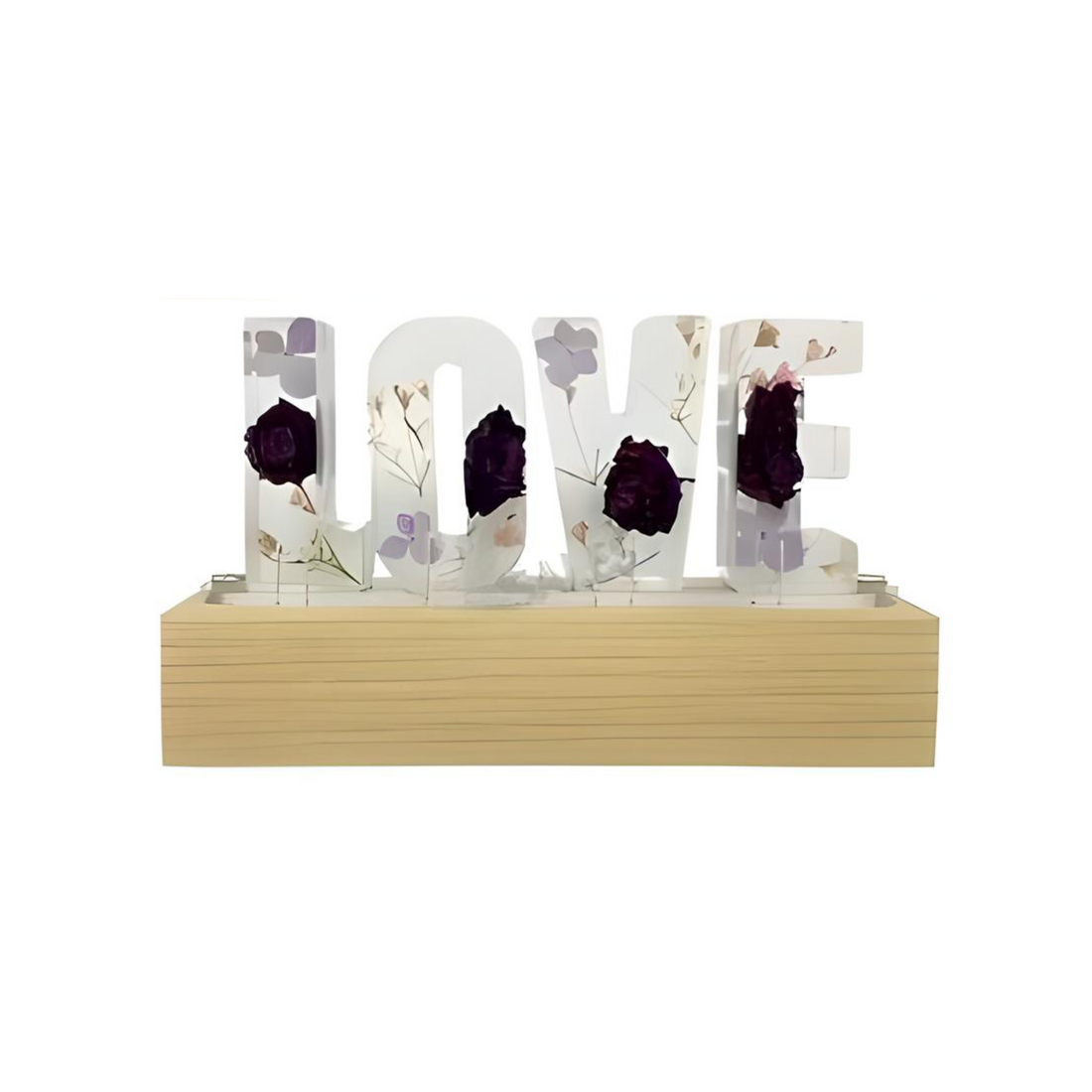 Resin Dried Flower Love Stand With Light