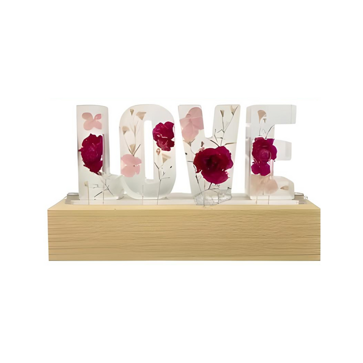 Resin Dried Flower Love Stand With Light