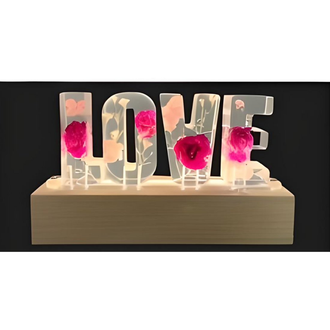 Resin Dried Flower Love Stand With Light