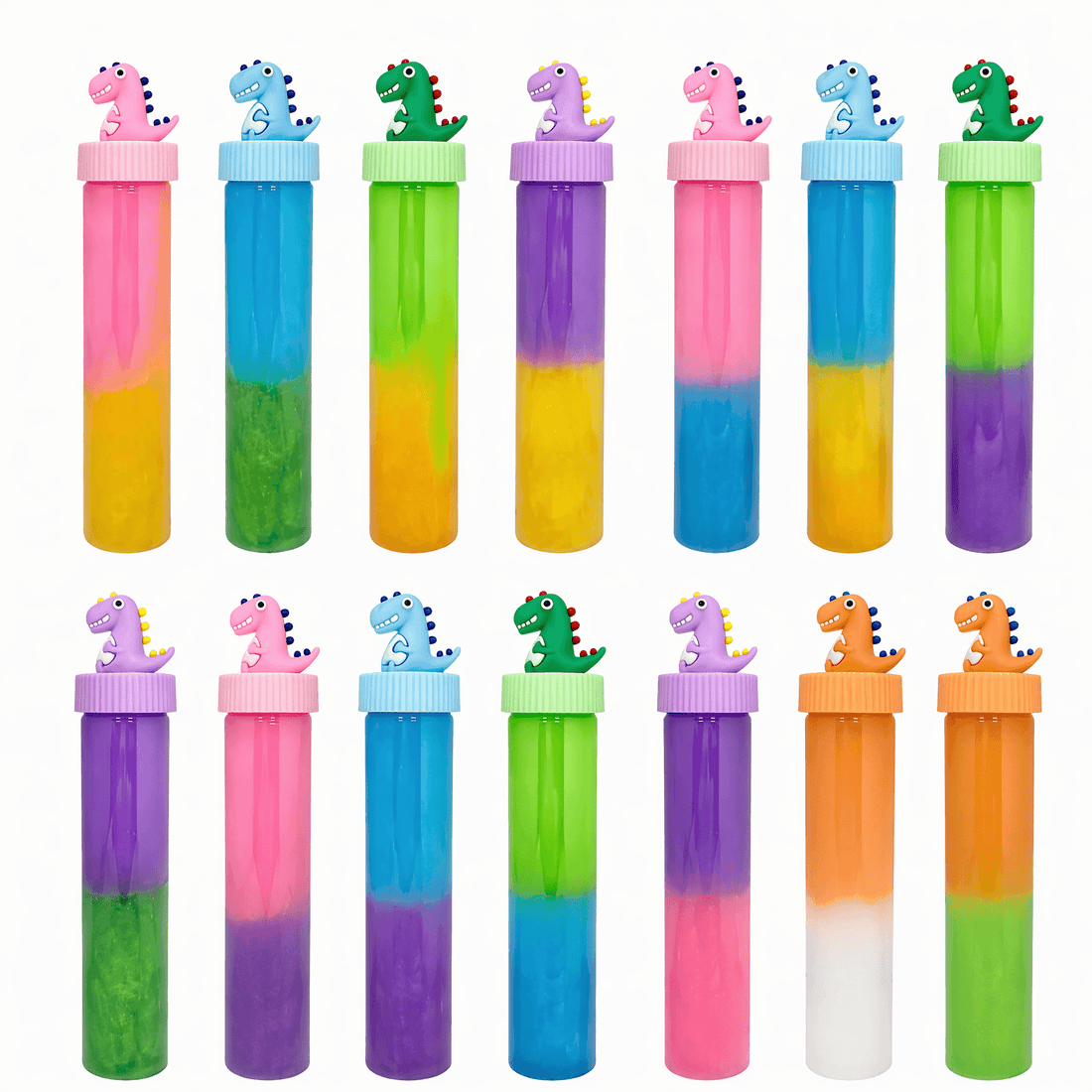 Slime Two Tone Tube with Dino – Colorful Dinosaur Slime Toy