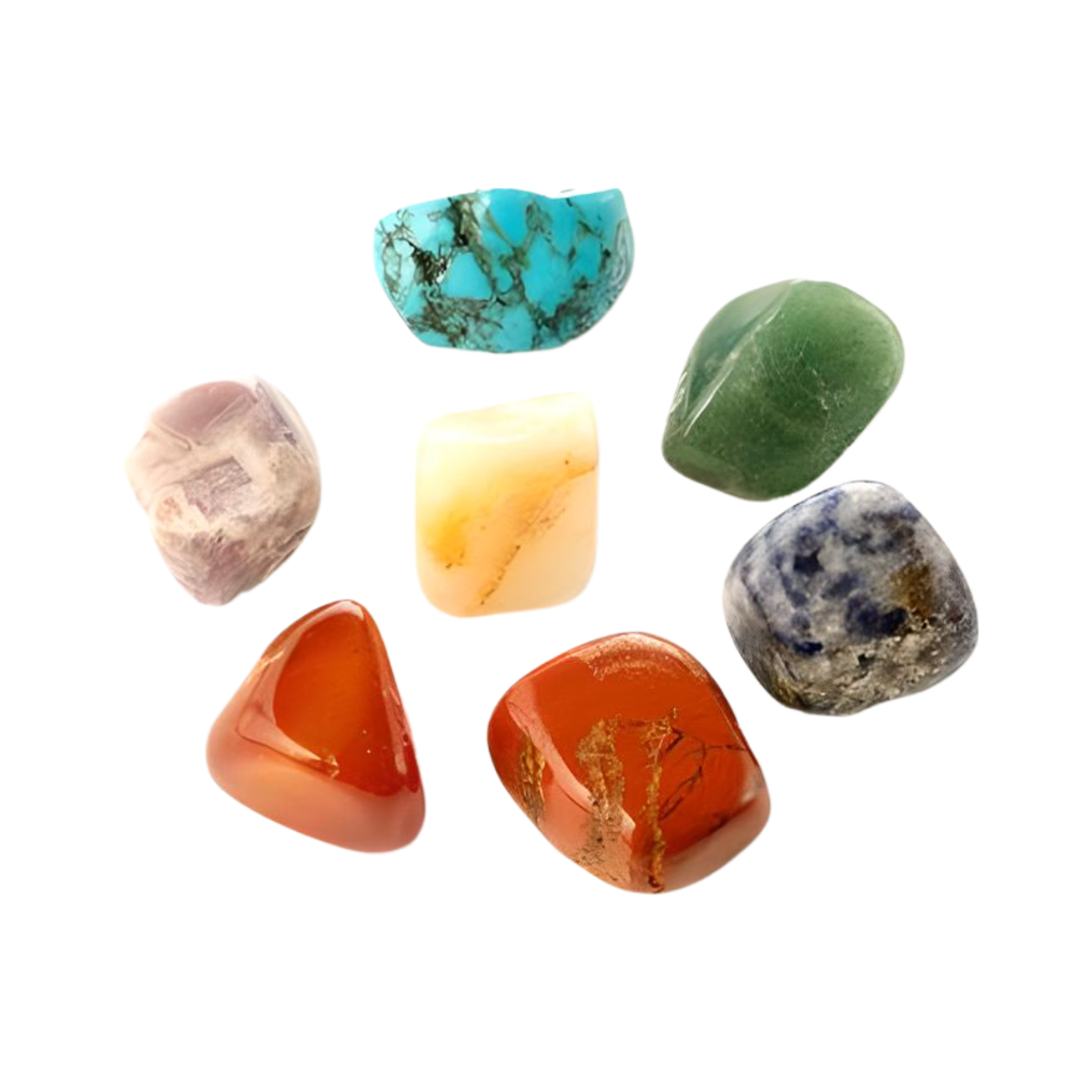 Set of 7 Chakra Stones Kit with Crystal