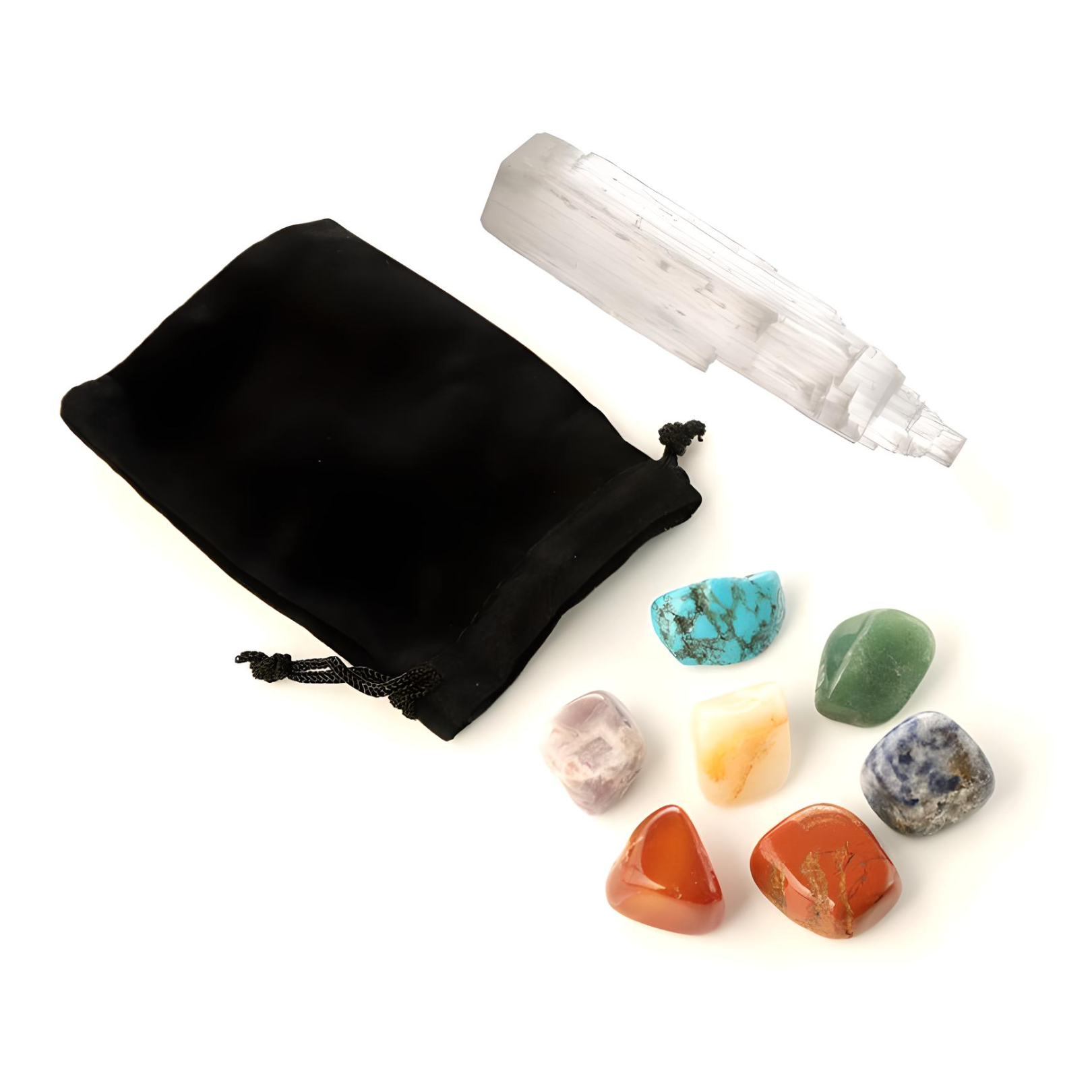 Set of 7 Chakra Stones Kit with Crystal
