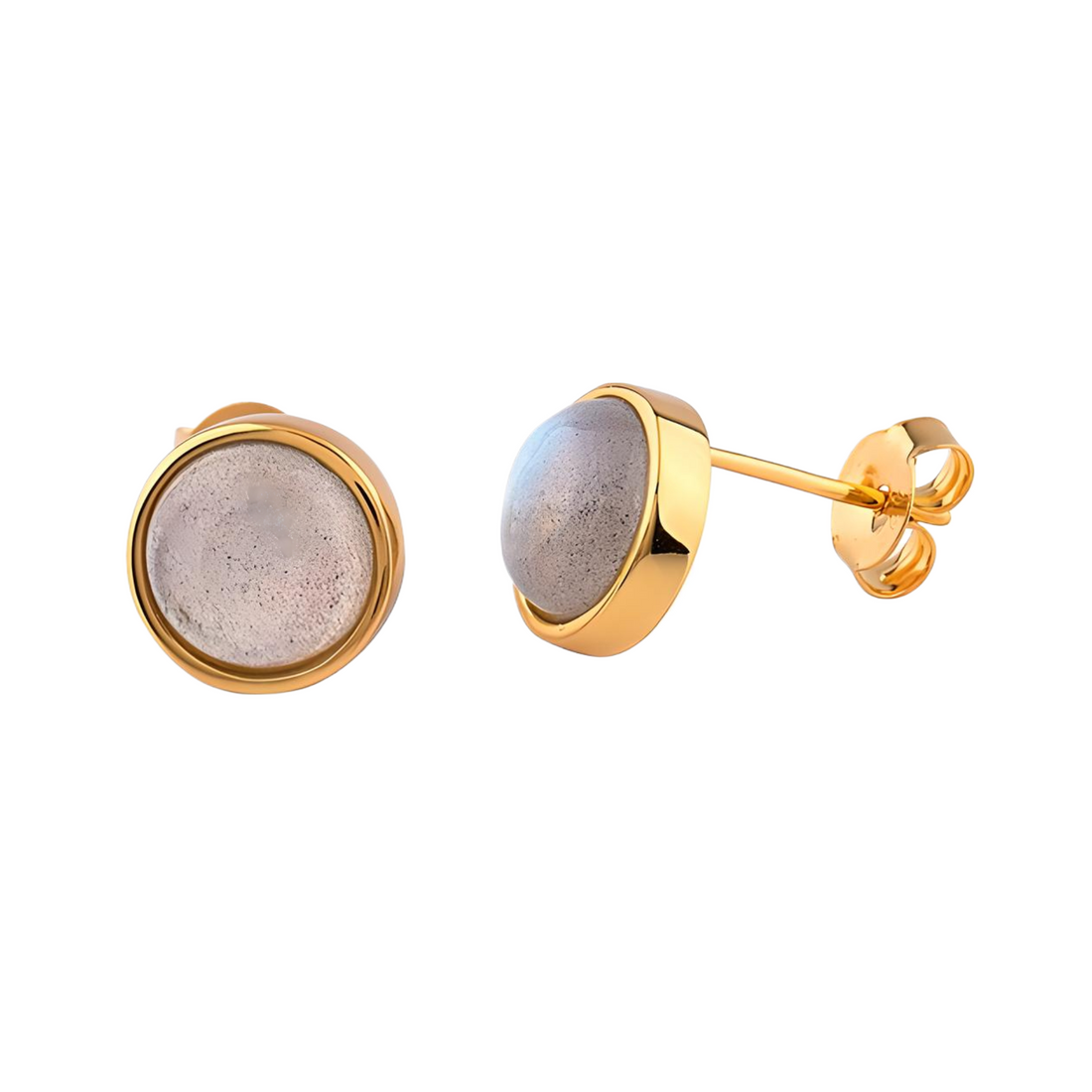 Silver Earrings with Natural Labradorite Stone and Yellow Gold Plating - Everbond Gifts