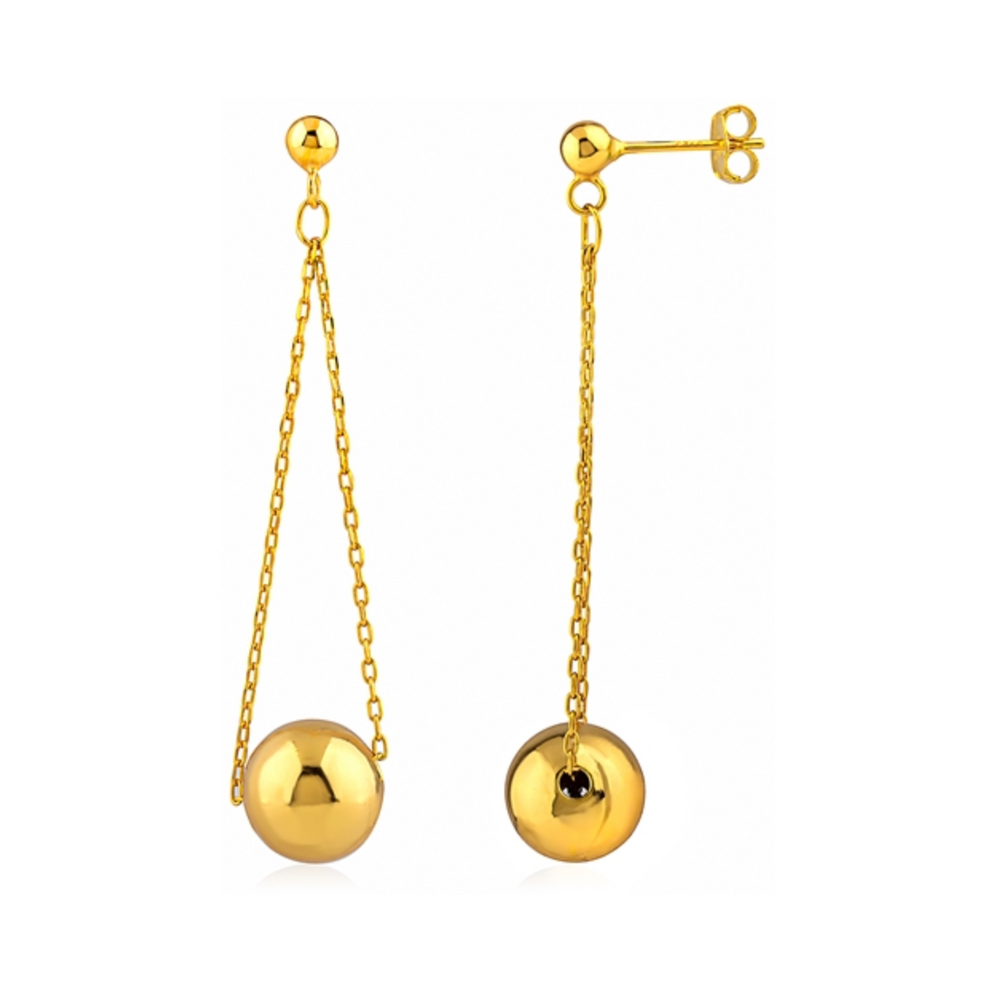 Silver Plain Dangle Bail Earrings with Yellow Gold Plated - Everbond Gifts