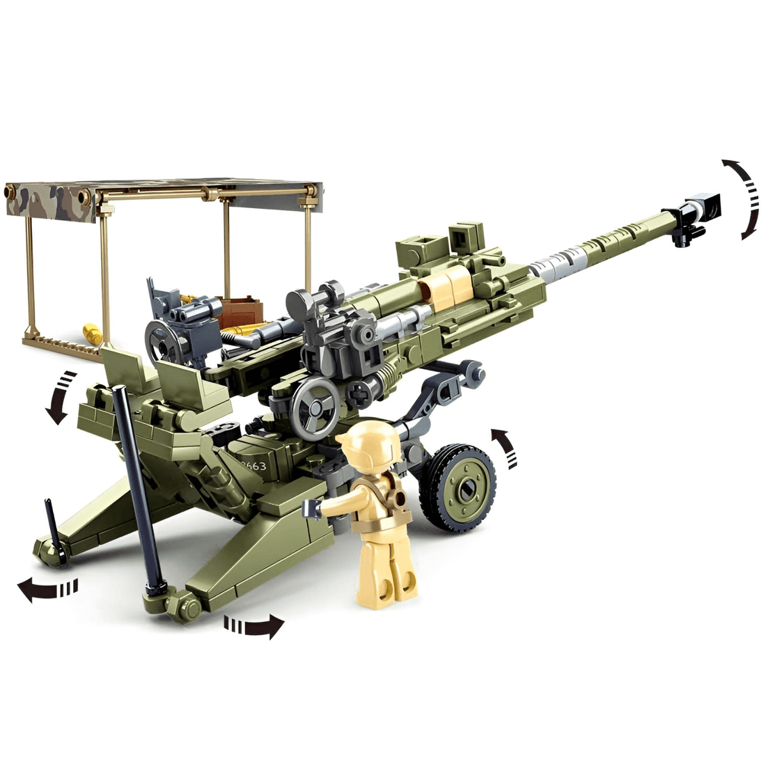 Sluban - M777 Howitzer Artillery US Military Set model with articulate cannon and soldier mini-figure.