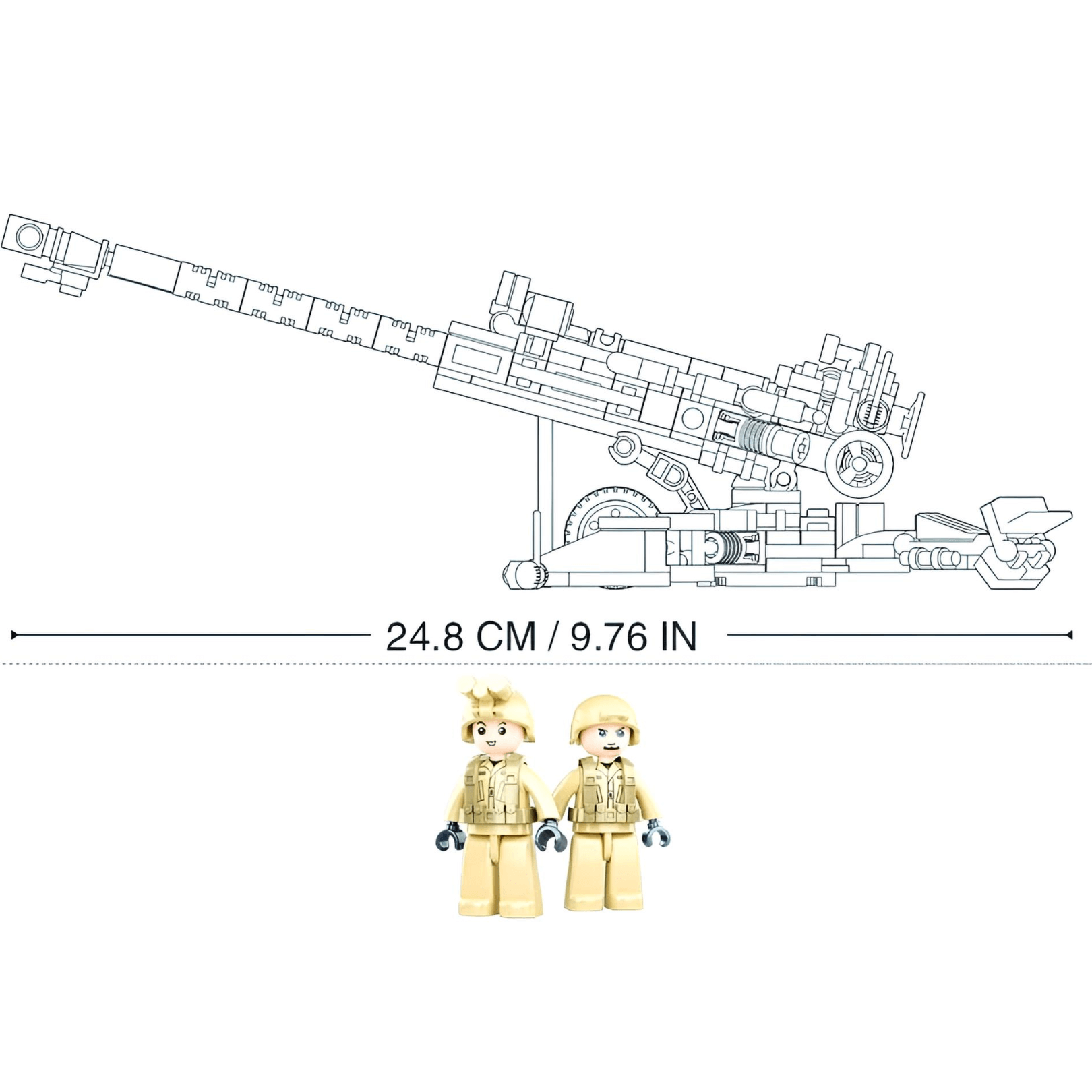 Sluban - M777 Howitzer Artillery US Military Set featuring a detailed howitzer cannon and two mini-figures.