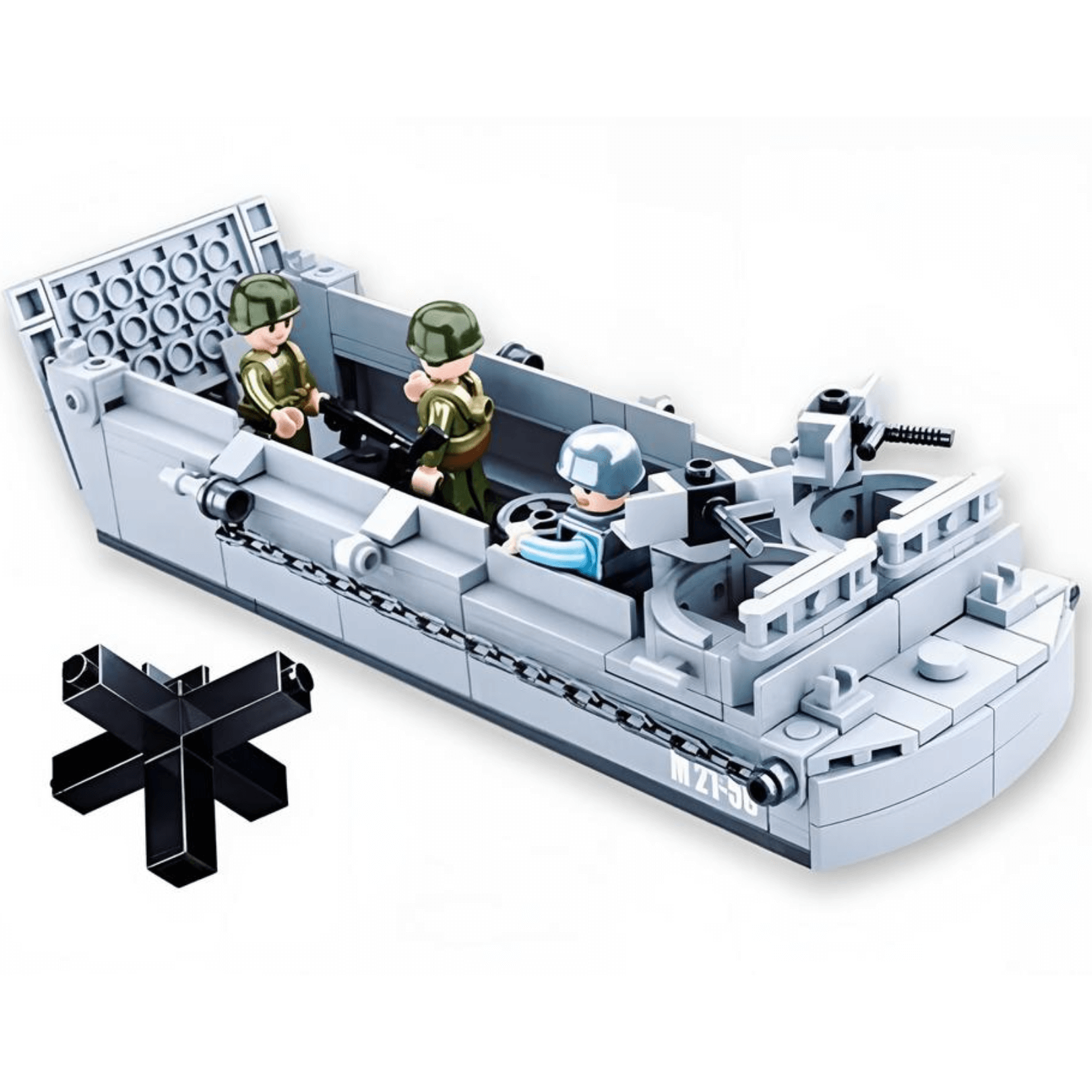 Sluban WW2 Higgins Landing Craft Building Set – 182 Pcs with detailed mini-figures and military design.