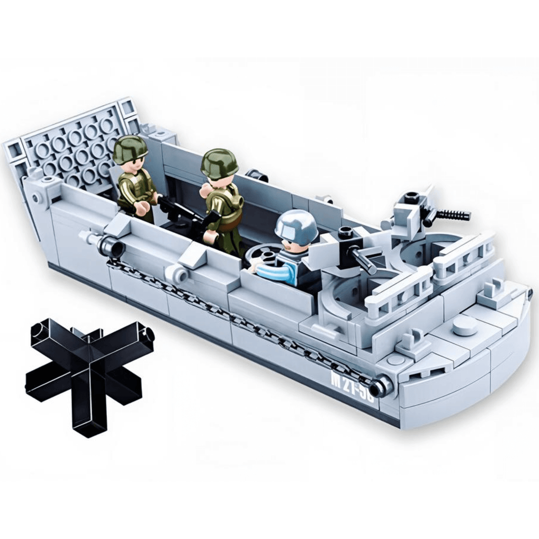Sluban WW2 Higgins Landing Craft Building Set – 182 Pcs with detailed mini-figures and military design.