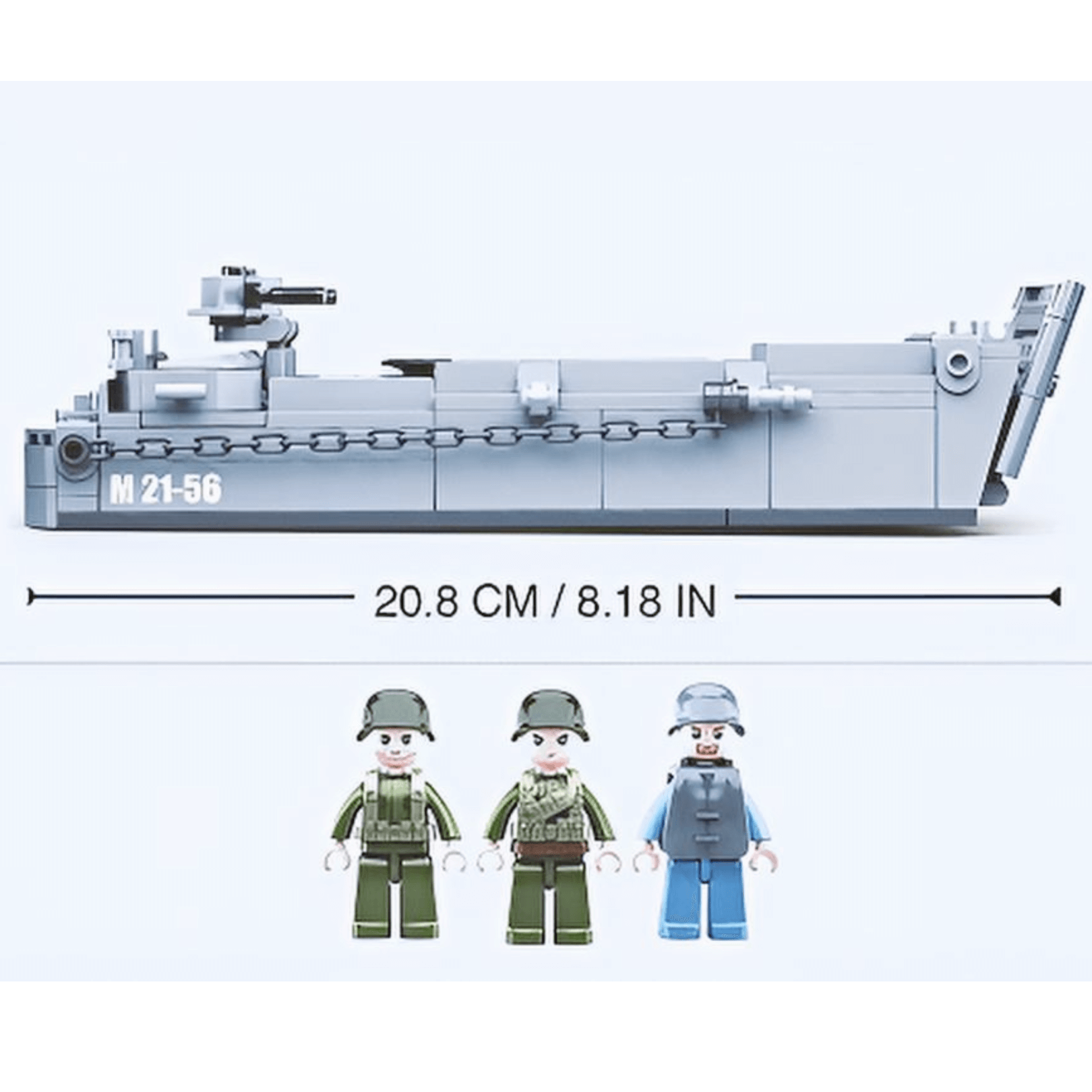 Sluban WW2 Higgins Landing Craft Building Set – 182 Pcs with three mini-figures and detailed craft design.