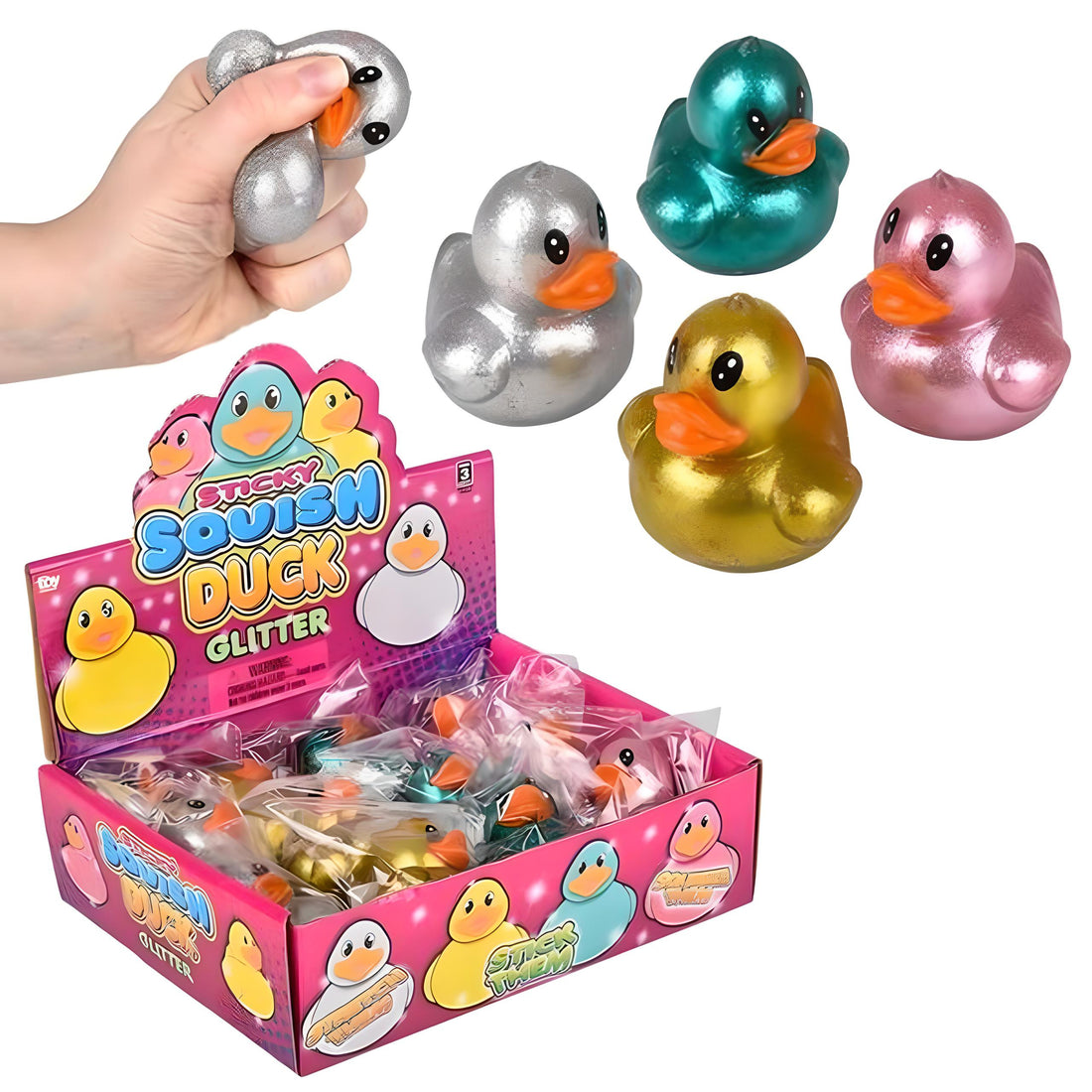 Squish And Sticky Ducky 2.25" - Case of 12 - Everbond Gifts