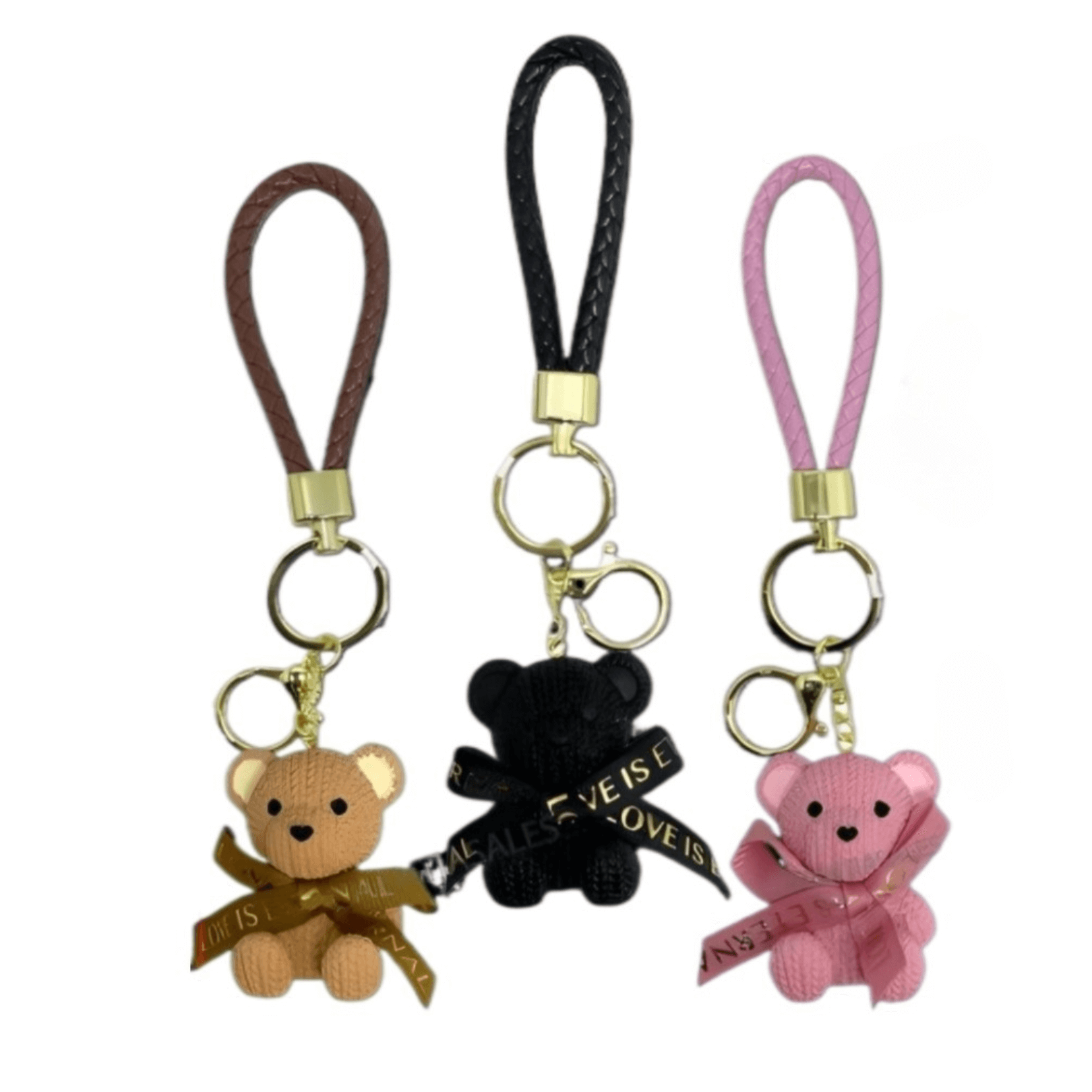 Teddy Bear with Bow Keychain - Set of 12
