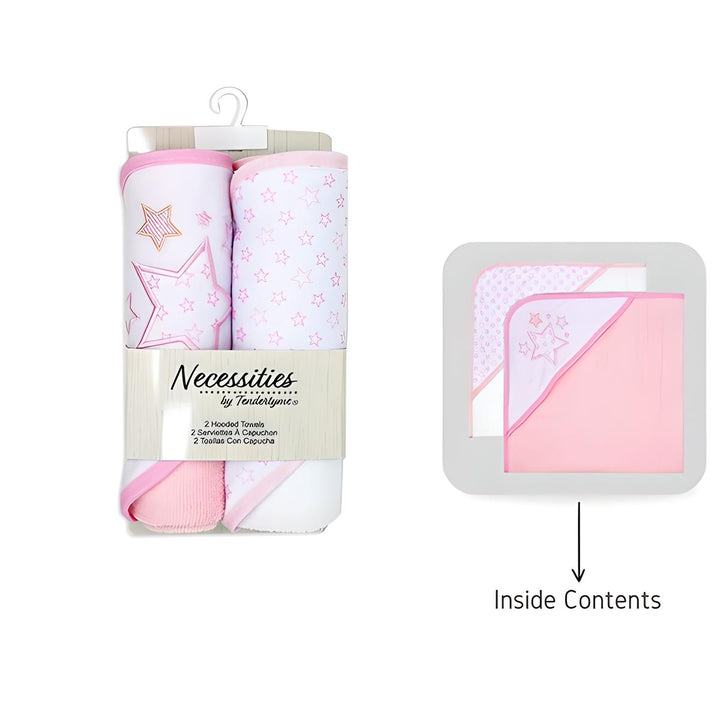 Tendertyme 2 Pack Star Hooded Towel (Pink) - Everbond Gifts