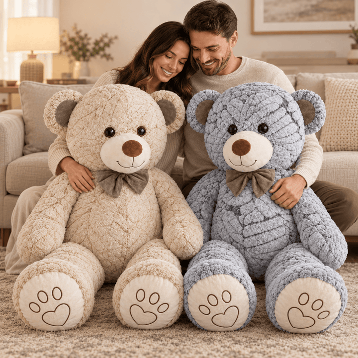 The Lovestruck Bears: 42" Premium Ribbon Couple Gift Set featuring two cuddly teddy bears with a couple.