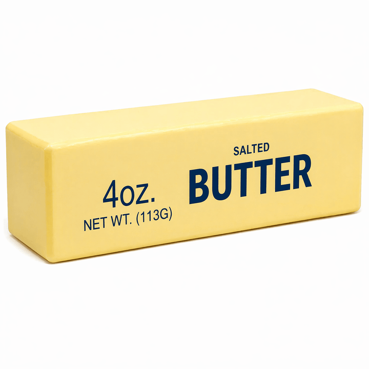 The Viral Butter Squishy designed to look like a realistic stick of salted butter for stress relief and sensory play.