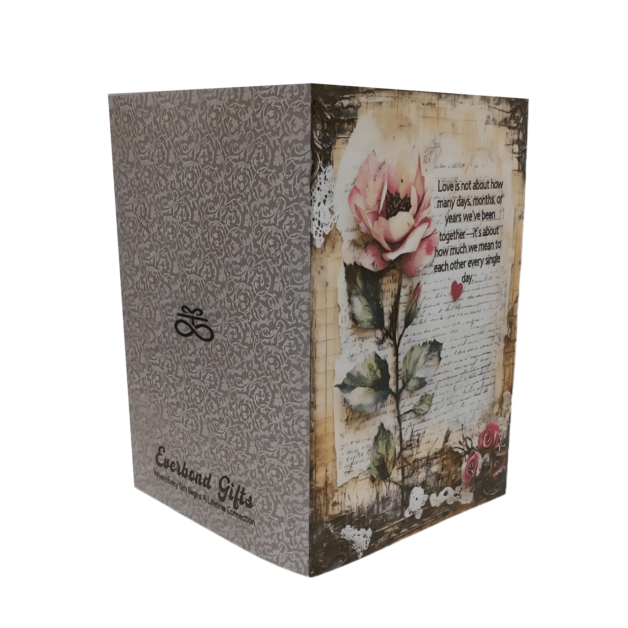 Timeless Affection Valentine's Day card featuring an old love letter and rose, perfect for expressing heartfelt sentiments.