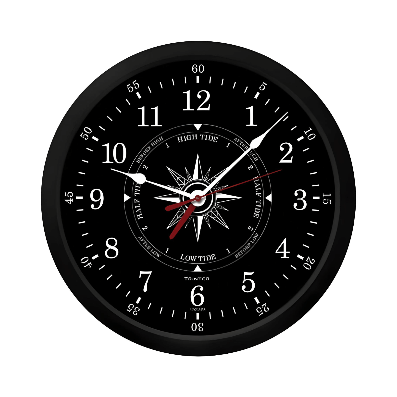Trintec Atlantic Marine Time & Tide Clock 10" - Black
