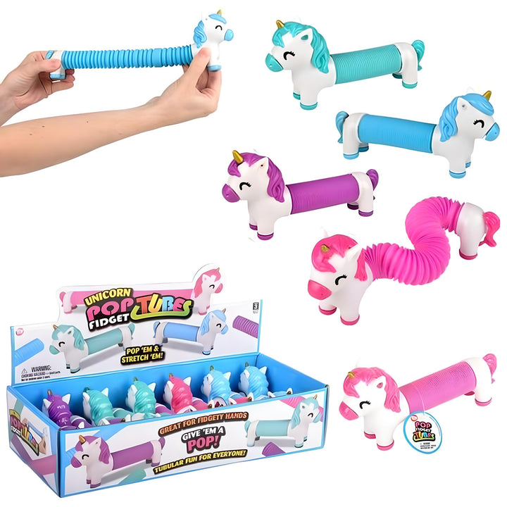 Unicorn Fidget Pop Tube 6.25" - Case of 12 - Everbond Gifts