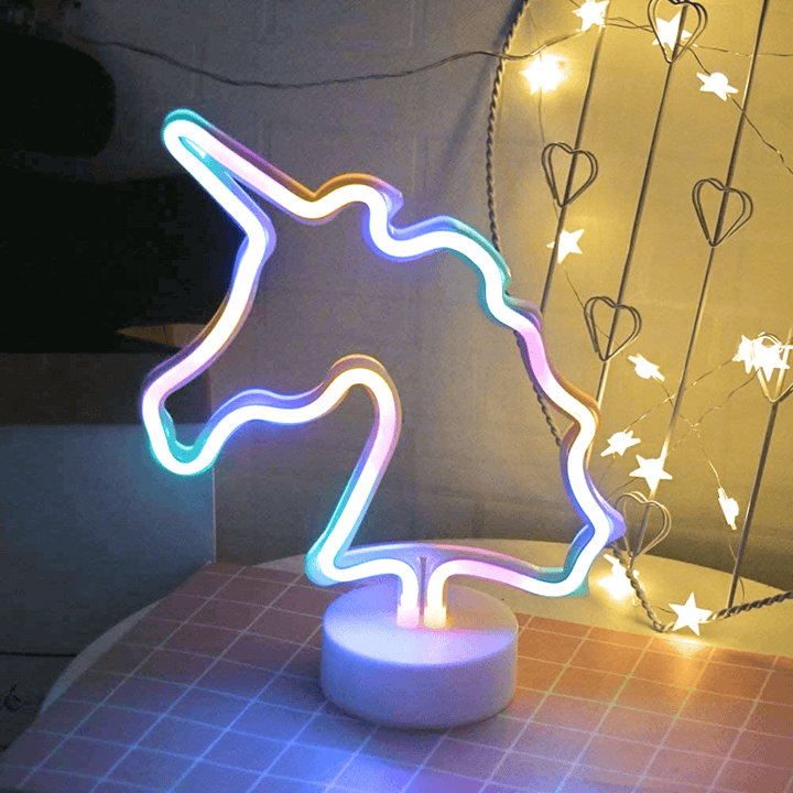 Unicorn Neon Night Light showcasing colorful LED illumination in a whimsical design for home decor.