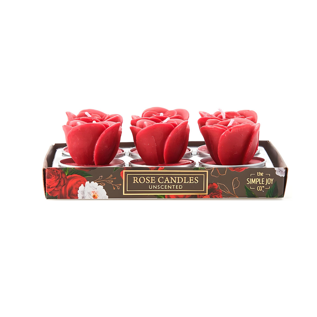 Unscented Red Rose Wax Candles, Set of 6 - Everbond Gifts