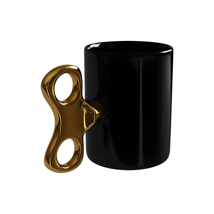 Wind-Up Mug Black with Gold handle - Everbond Gifts