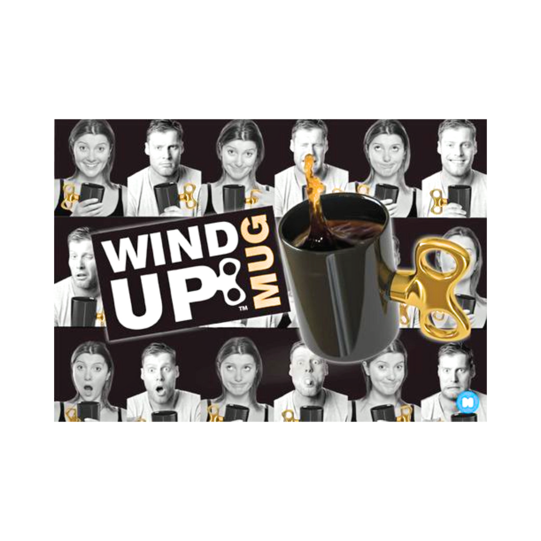 Wind-Up Mug Black with Gold handle