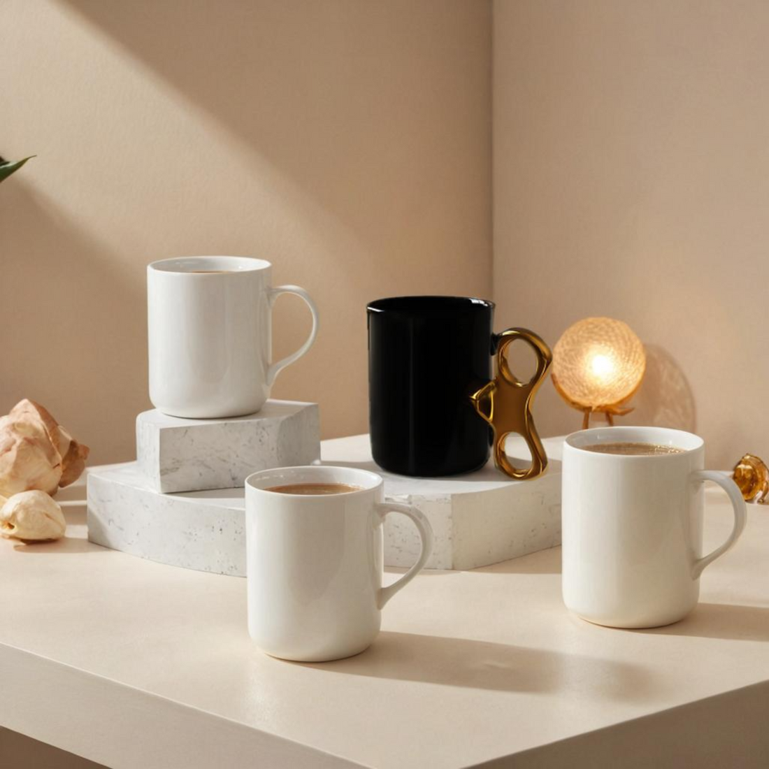 Wind-Up Mug Black with Gold handle