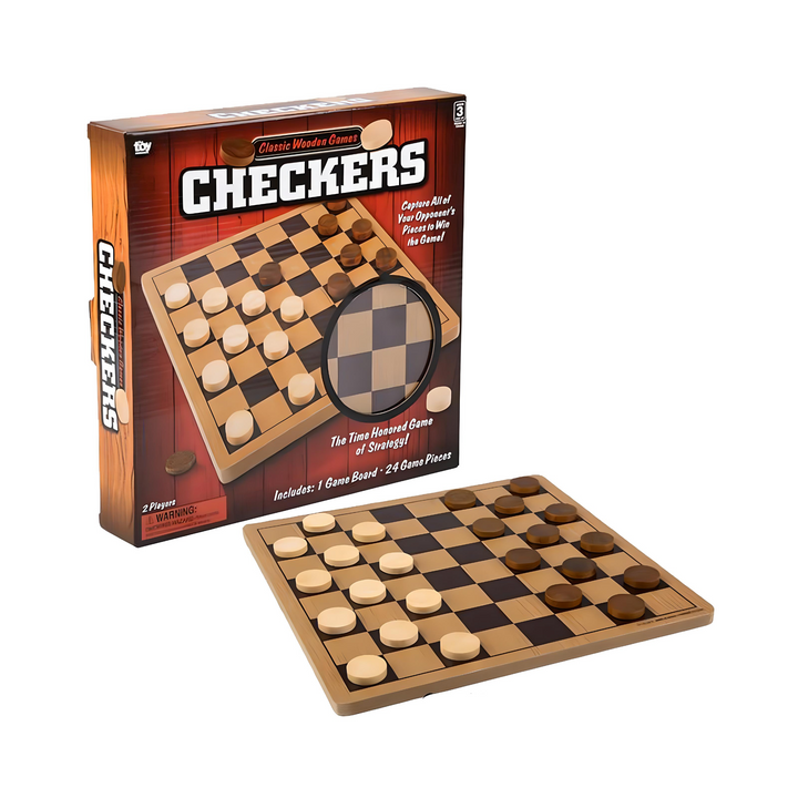 Wooden Checkers - 10"