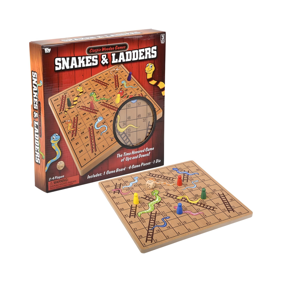 Wooden Snakes And Ladders - 10"