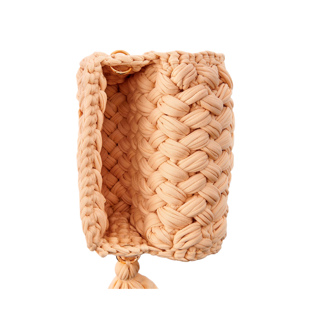 Woven Handbag w/Tassel, Beige