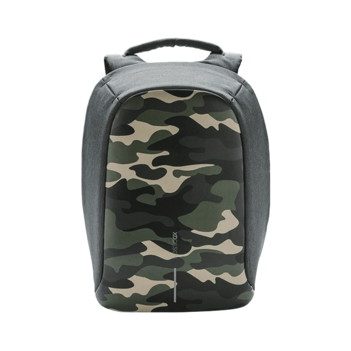 XD Design Bobby Compact Anti-Theft Backpack in Camouflage Green, perfect for travelers and commuters.