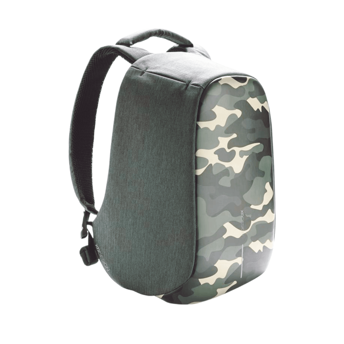 XD Design Bobby Compact Anti-Theft Backpack in Camouflage Green, stylish and secure for modern commuters.