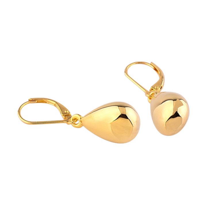 Yellow Gold Plated Sterling Silver Hollow Drop Earrings - Everbond Gifts