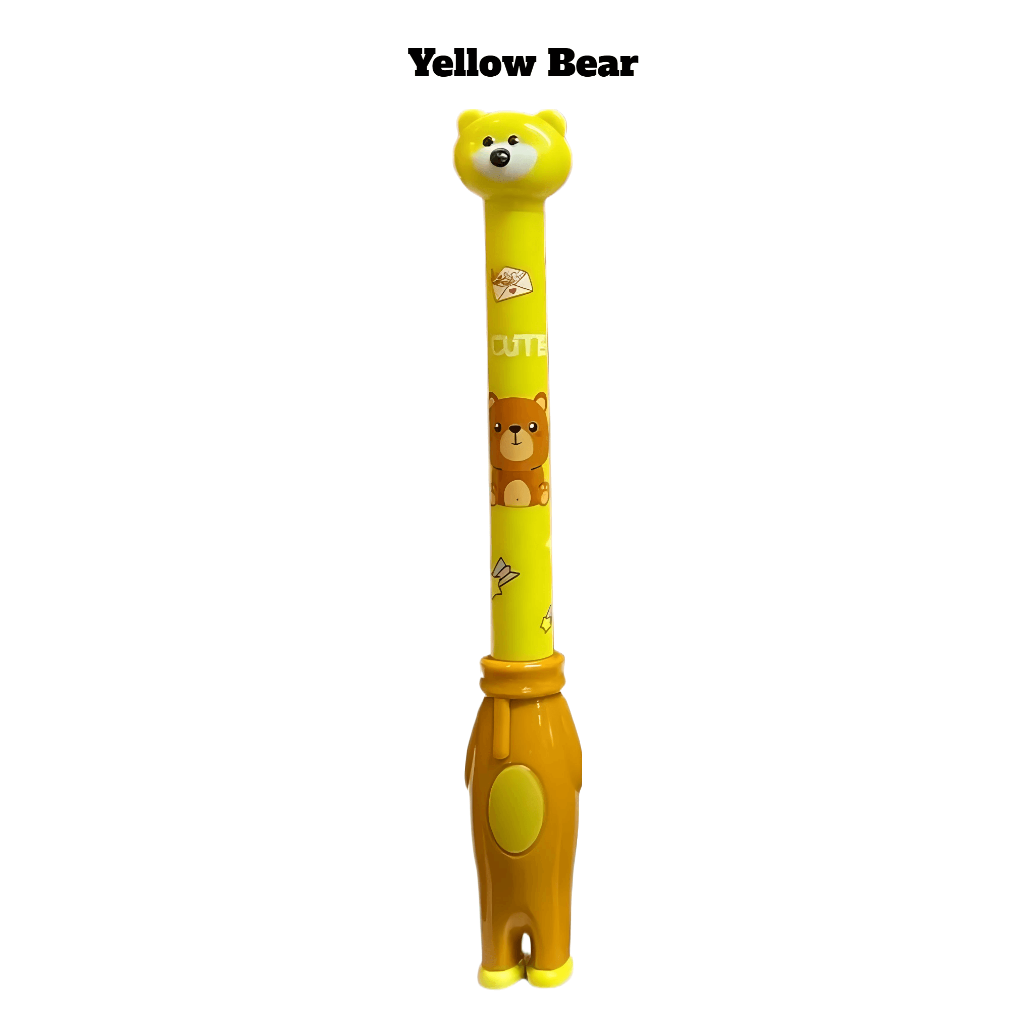Yellow bear standing pen with cute cartoon design, perfect for collectors and writing enthusiasts.