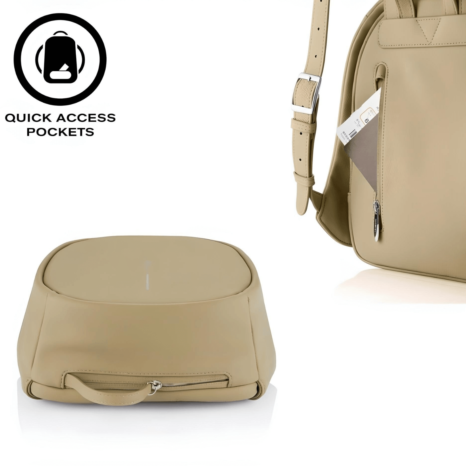 Anti-Theft Backpack and RFID Card Holder showcasing quick access pockets for convenience and organization.